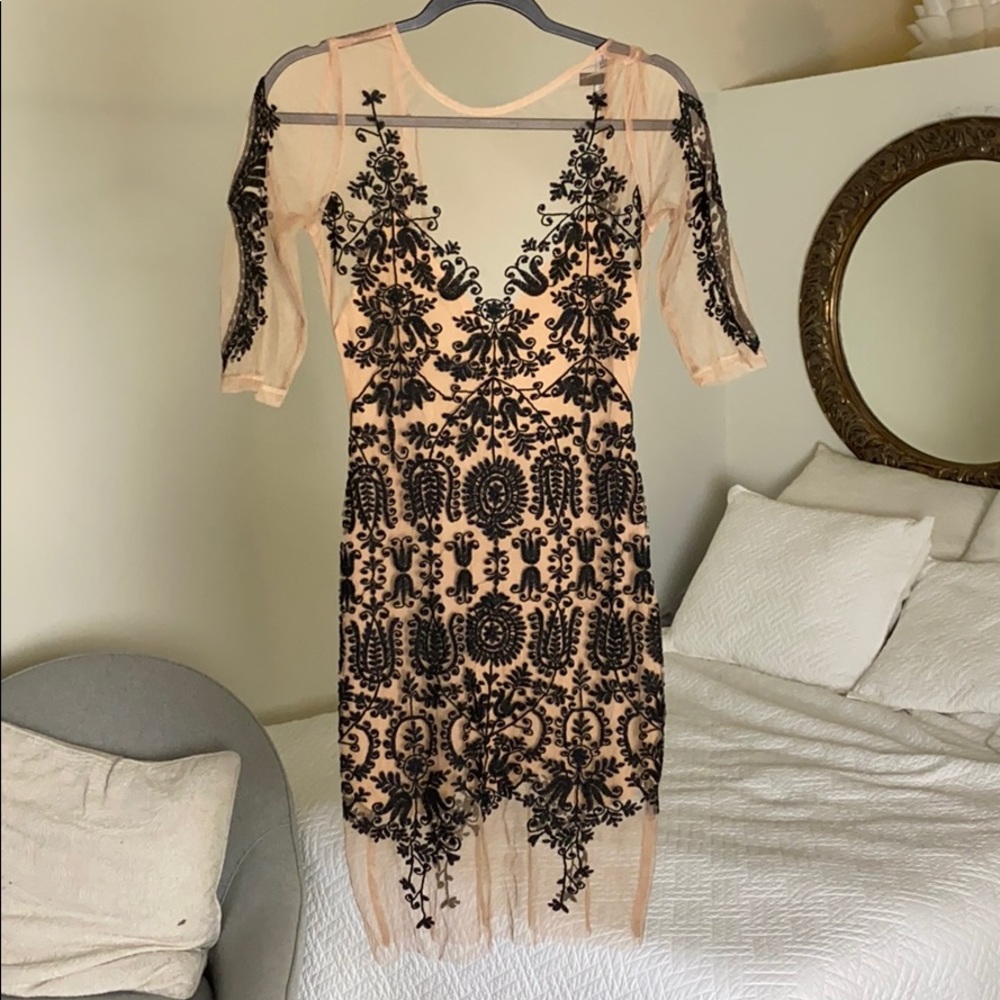 For Love & Lemons Sheer Embroidered Dress